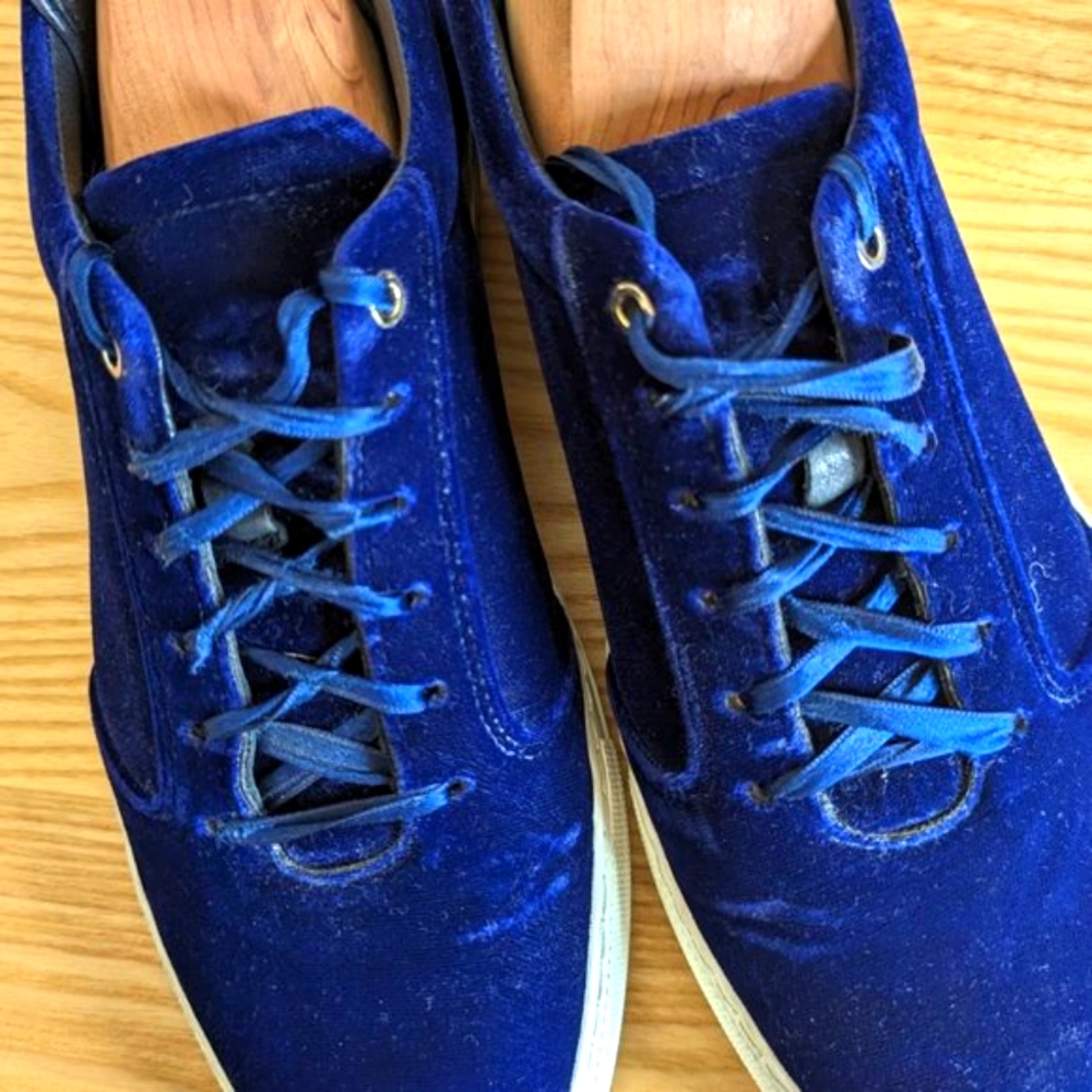Women’s Velvet Lace-Up Sneakers in Royal Blue